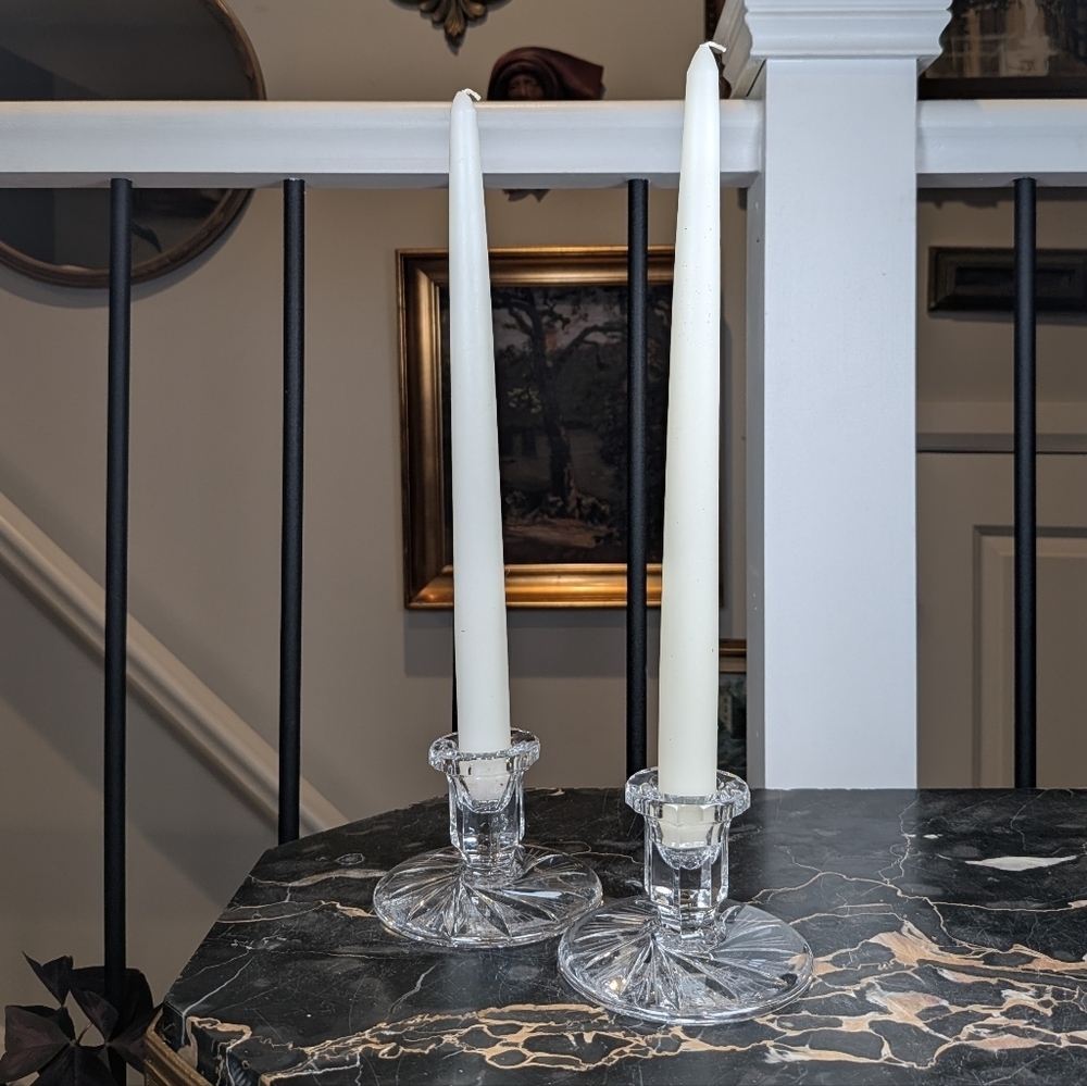 Vintage Clear Glass Candle Holders